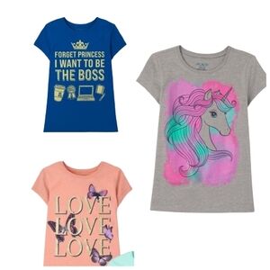 Lot Of 3 The Childrens Place Graphic Tee's Sz Lg (10-12)